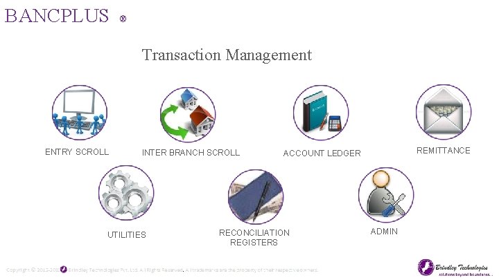 BANCPLUS ® Transaction Management ENTRY SCROLL INTER BRANCH SCROLL UTILITIES REMITTANCE ACCOUNT LEDGER RECONCILIATION