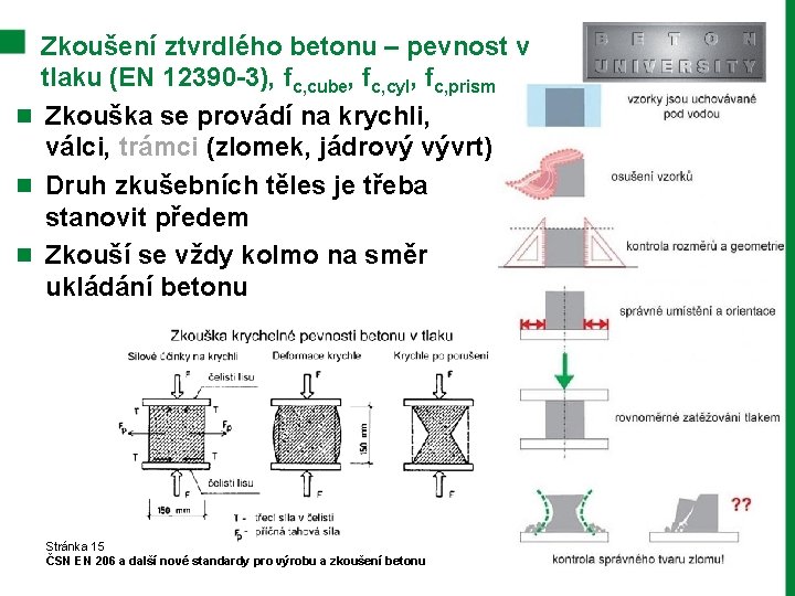 Zkoušení ztvrdlého betonu – pevnost v tlaku (EN 12390 -3), fc, cube, fc, cyl,