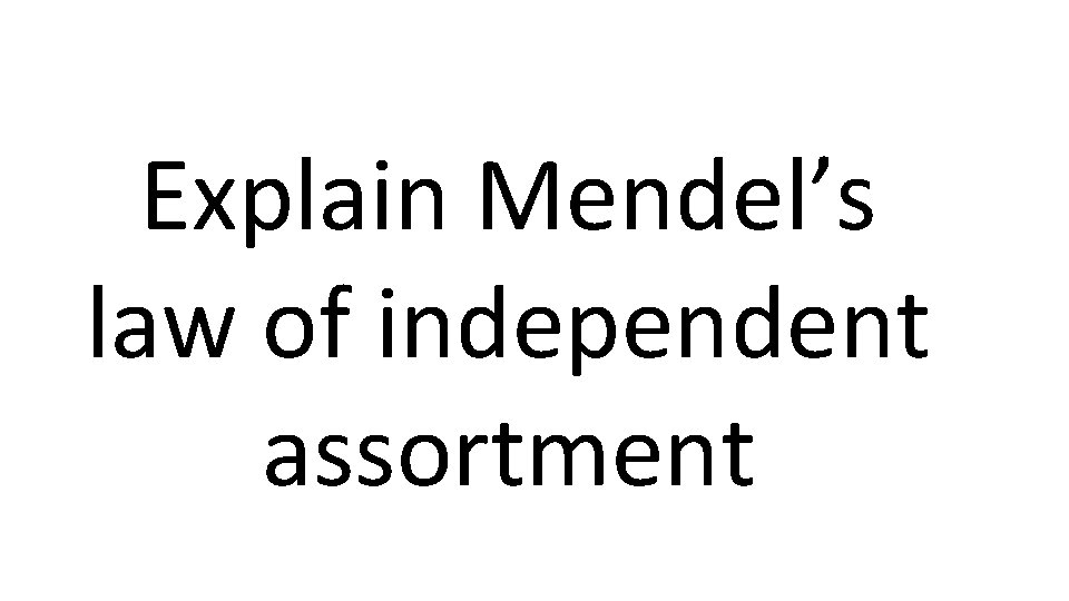 Explain Mendel’s law of independent assortment 