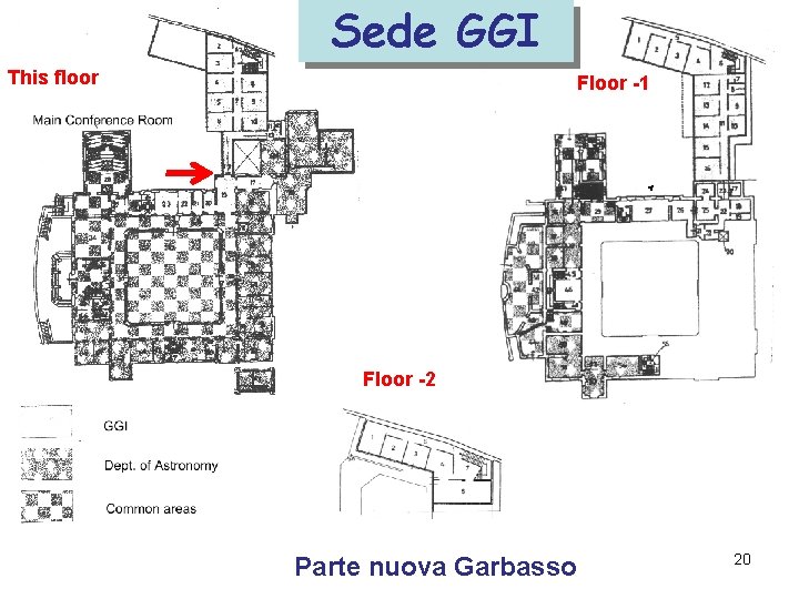 Sede GGI This floor Floor -1 Floor -2 Parte nuova Garbasso 20 