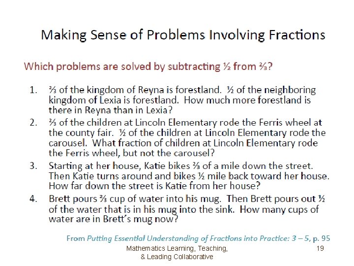 Mathematics Learning, Teaching, & Leading Collaborative 19 