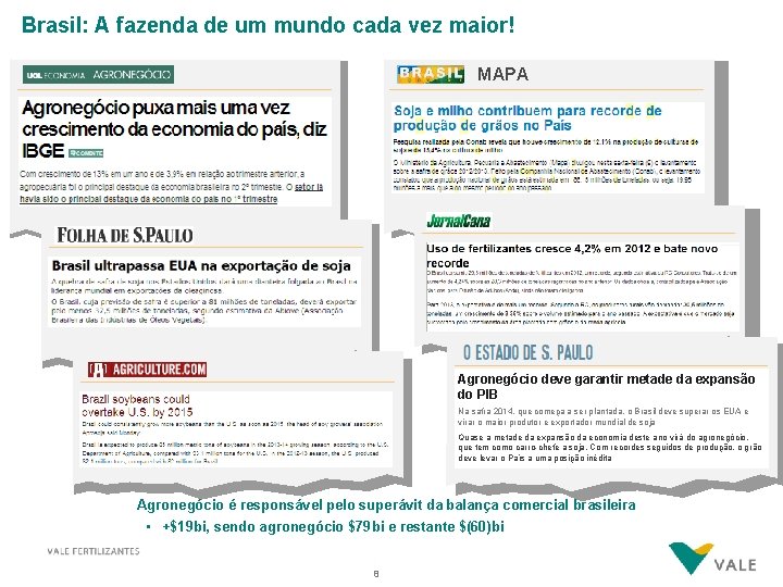 Brasil: A fazenda de um mundo cada vez maior! MAPA Agronegócio deve garantir metade