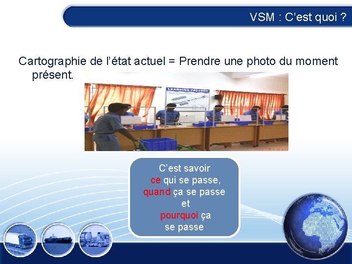 VSM : C’est quoi ? Cartographie de l’état actuel = Prendre une photo du