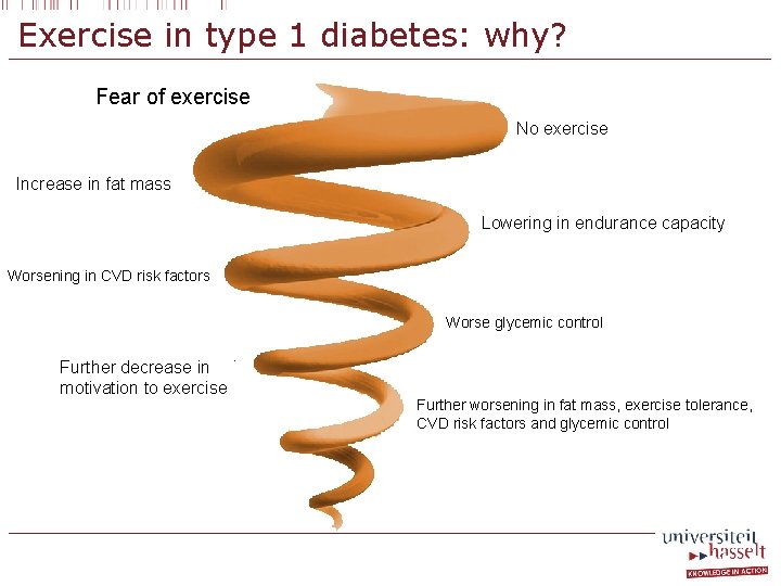 Exercise in type 1 diabetes: why? Fear of exercise No exercise Increase in fat