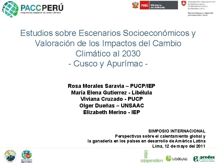 Estudios sobre Escenarios Socioeconómicos y Valoración de los Impactos del Cambio Climático al 2030