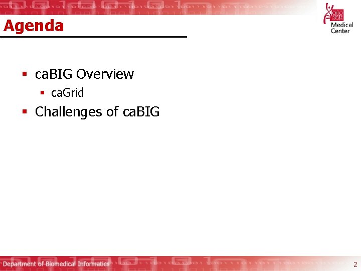 Agenda § ca. BIG Overview § ca. Grid § Challenges of ca. BIG 2