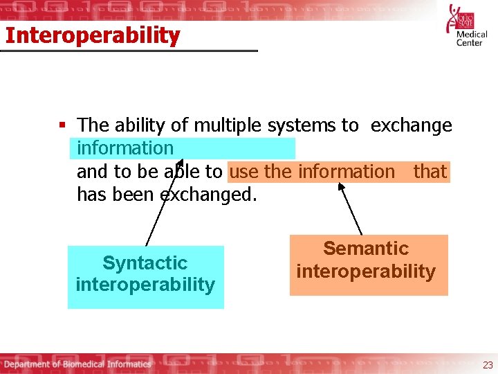 Interoperability § The ability of multiple systems to exchange information and to be able