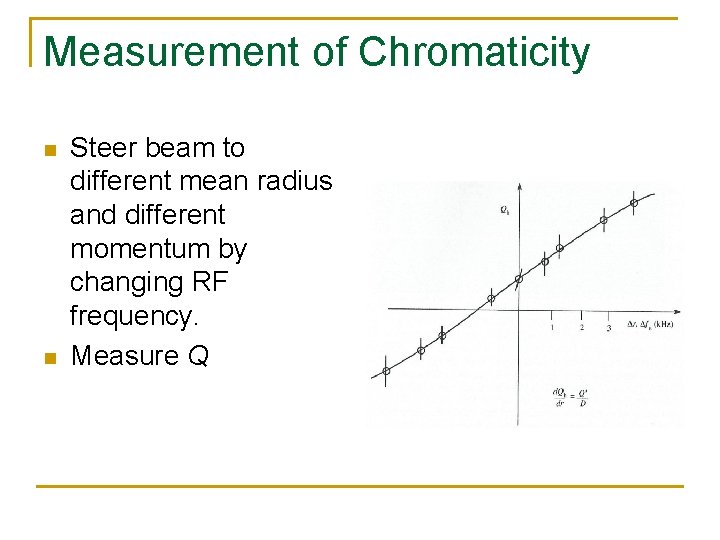 Measurement of Chromaticity n n Steer beam to different mean radius and different momentum