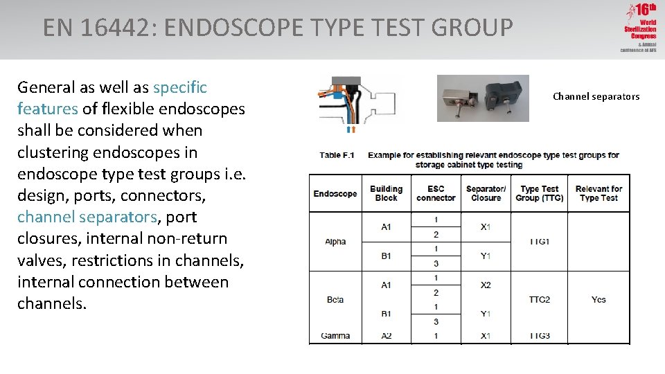 EN 16442: ENDOSCOPE TYPE TEST GROUP General as well as specific features of flexible