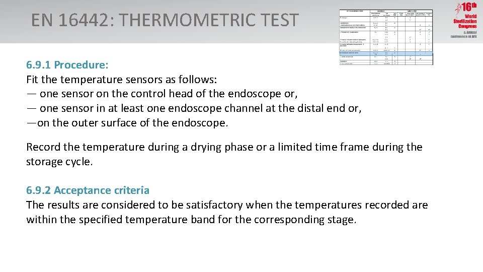 EN 16442: THERMOMETRIC TEST 6. 9. 1 Procedure: Fit the temperature sensors as follows: