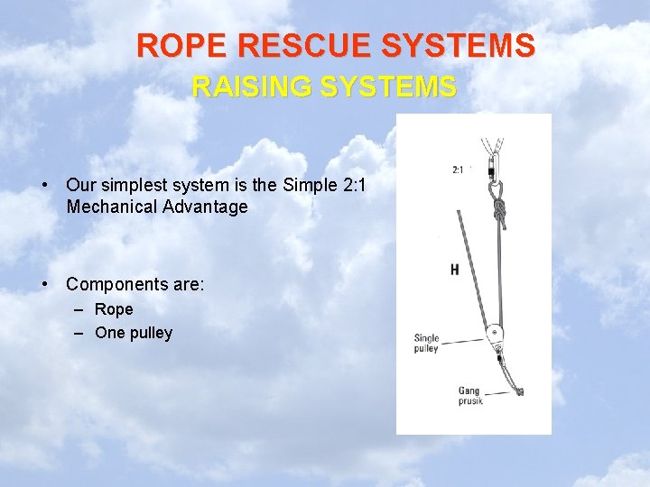 ROPE RESCUE SYSTEMS RAISING SYSTEMS • Our simplest system is the Simple 2: 1