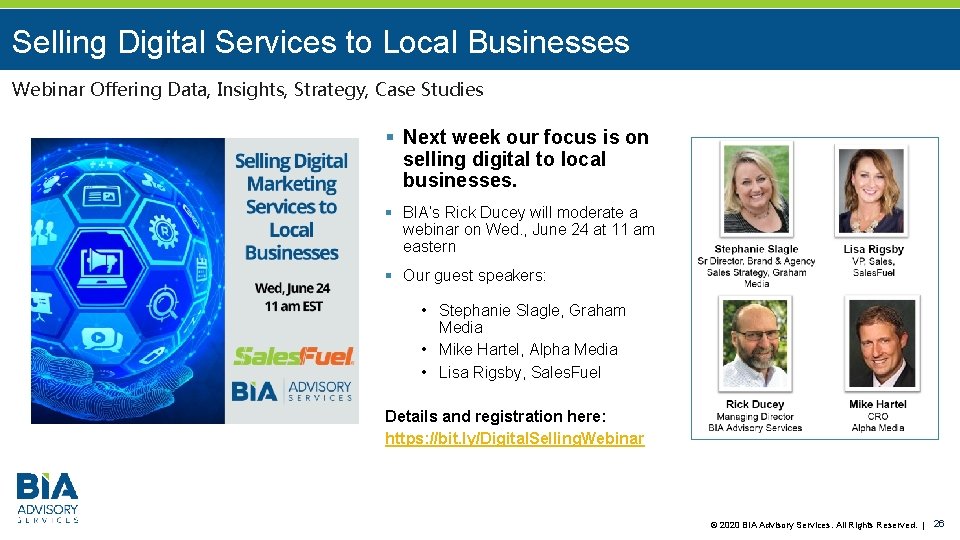 Selling Digital Services to Local Businesses Webinar Offering Data, Insights, Strategy, Case Studies §