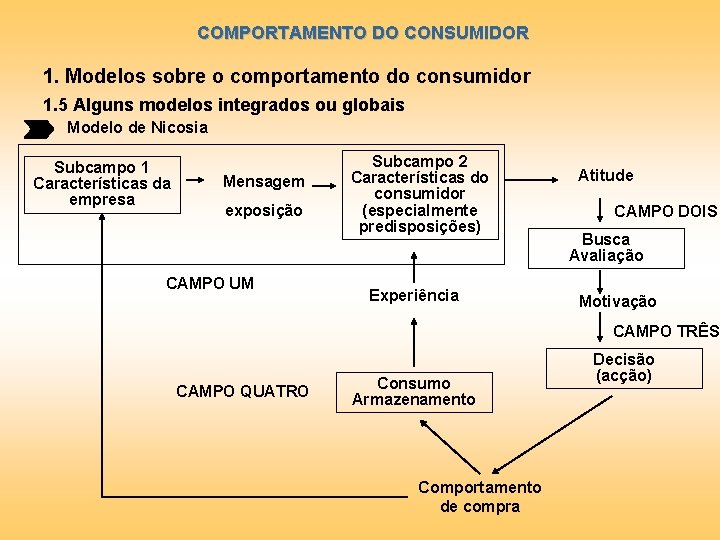 COMPORTAMENTO DO CONSUMIDOR 1. Modelos sobre o comportamento do consumidor 1. 5 Alguns modelos