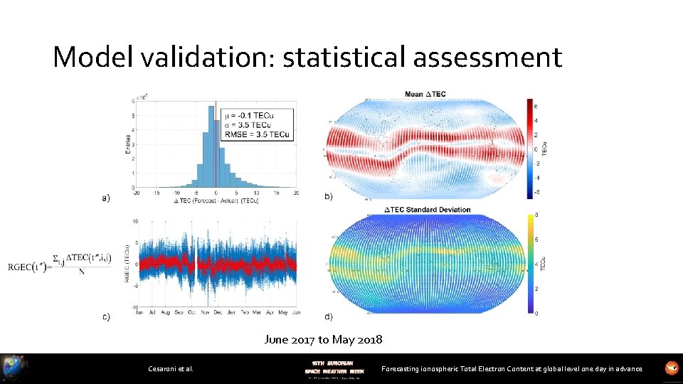 Model validation: statistical assessment June 2017 to May 2018 Cesaroni et al. Forecasting ionospheric