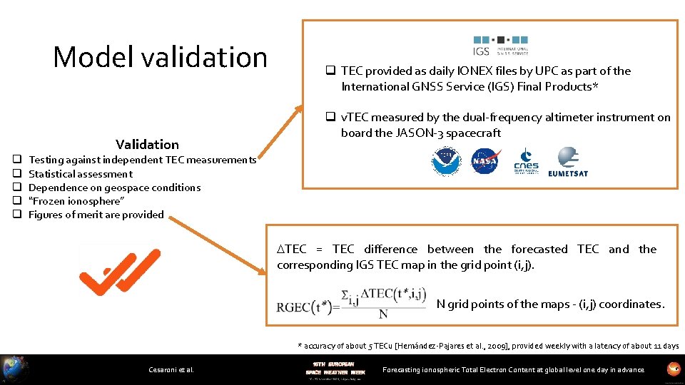 Model validation q TEC provided as daily IONEX files by UPC as part of