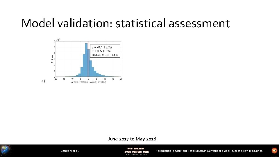 Model validation: statistical assessment June 2017 to May 2018 Cesaroni et al. Forecasting ionospheric