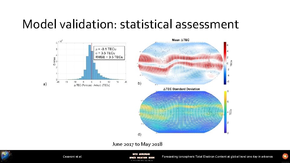 Model validation: statistical assessment June 2017 to May 2018 Cesaroni et al. Forecasting ionospheric