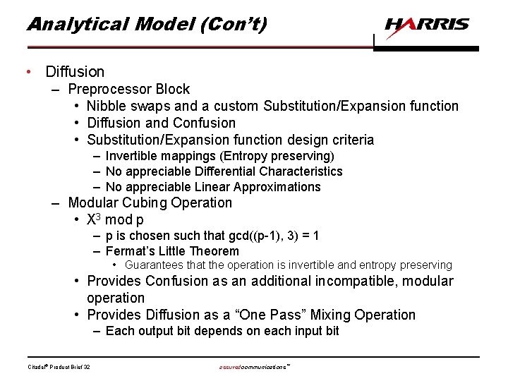 Analytical Model (Con’t) • Diffusion – Preprocessor Block • Nibble swaps and a custom