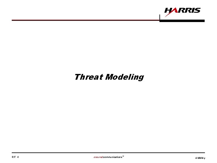 Threat Modeling RIT 4 assuredcommunications™ d-MMM-y 