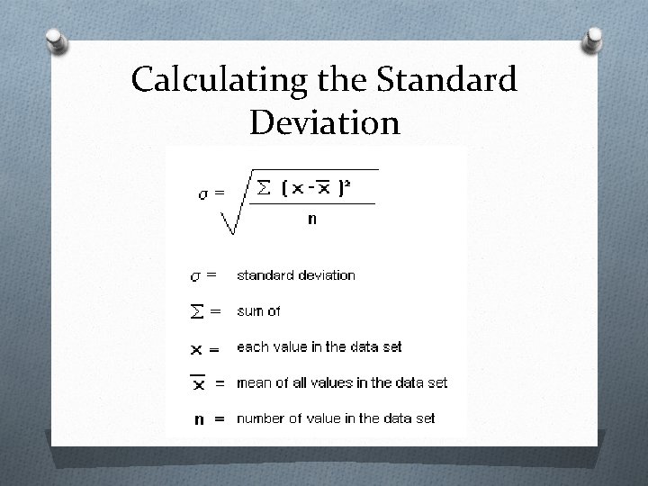 Calculating the Standard Deviation 