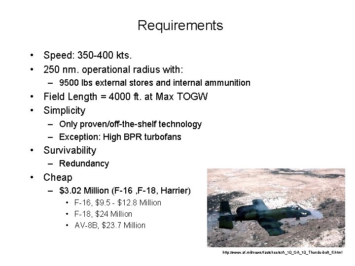 Requirements • Speed: 350 -400 kts. • 250 nm. operational radius with: – 9500