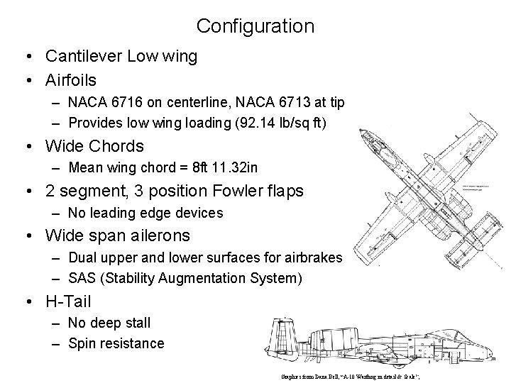 Configuration • Cantilever Low wing • Airfoils – NACA 6716 on centerline, NACA 6713