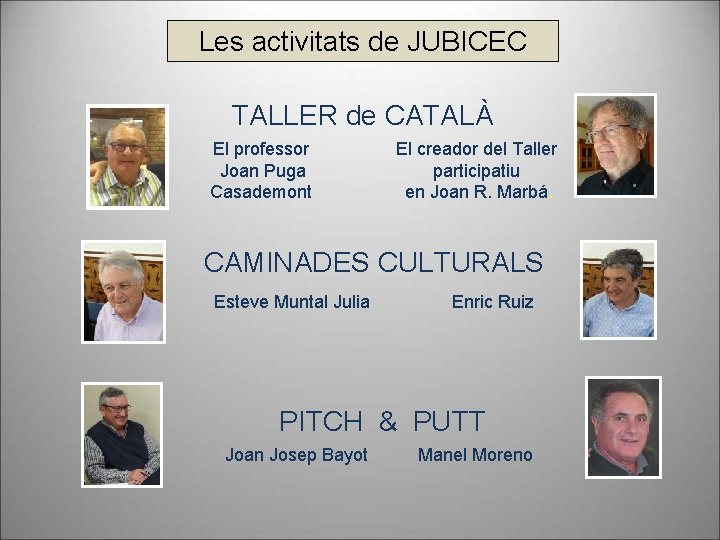 Les activitats de JUBICEC TALLER de CATALÀ El professor Joan Puga Casademont El creador