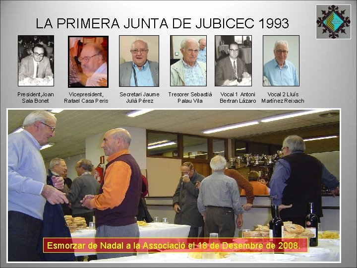 LA PRIMERA JUNTA DE JUBICEC 1993 President, Joan Sala Bonet Vicepresident, Rafael Casa Peris