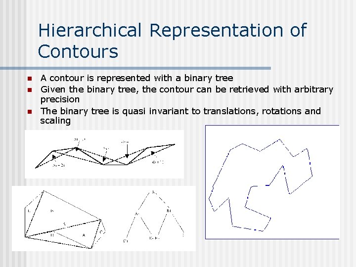 Hierarchical Representation of Contours n n n A contour is represented with a binary Hierarchical Representation of Contours n n n A contour is represented with a binary