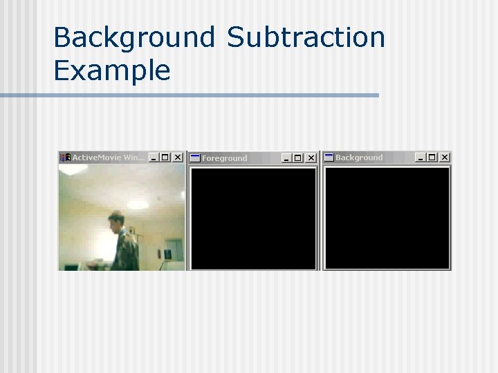 Background Subtraction Example Background Subtraction Example