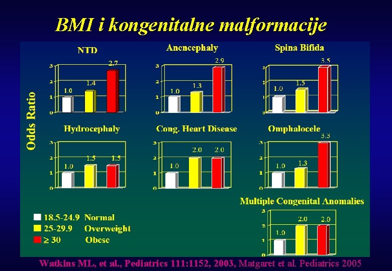 BMI i kongenitalne malformacije Watkins ML, et al. , Pediatrics 111: 1152, 2003, Matgaret