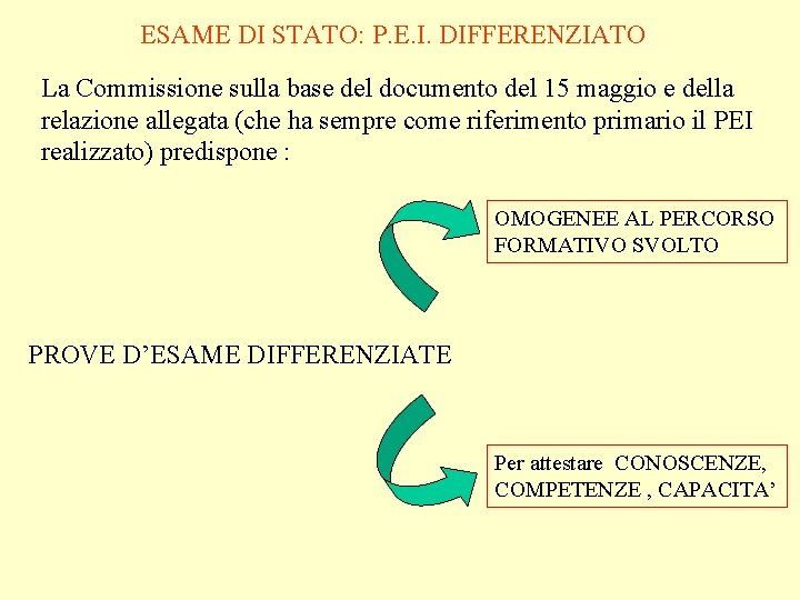 ESAME DI STATO: P. E. I. DIFFERENZIATO La Commissione sulla base del documento del