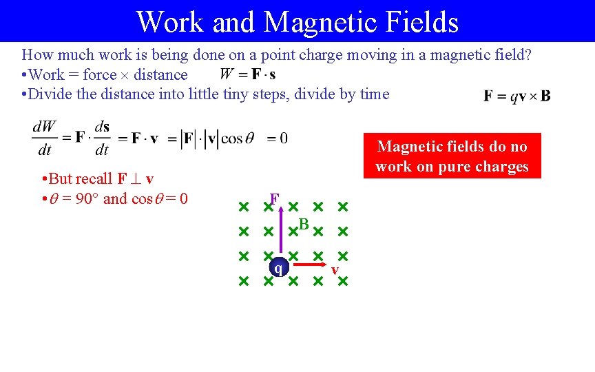 Work and Magnetic Fields How much work is being done on a point charge