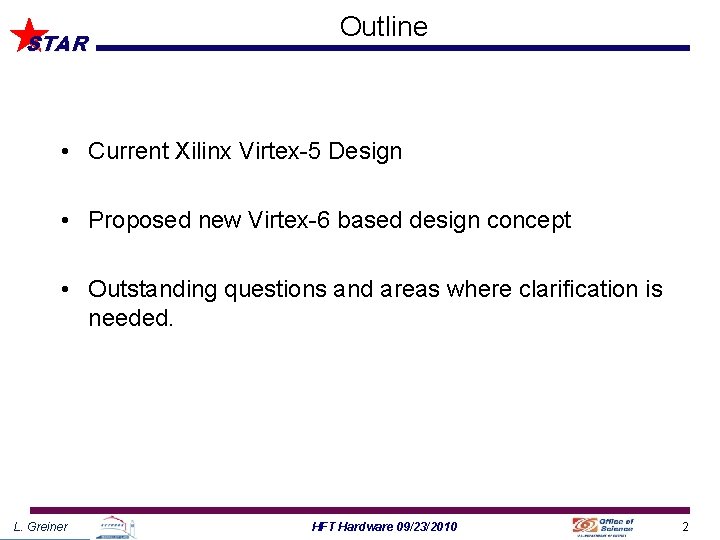 STAR Outline • Current Xilinx Virtex-5 Design • Proposed new Virtex-6 based design concept