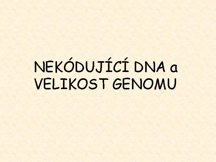 NEKÓDUJÍCÍ DNA a VELIKOST GENOMU 