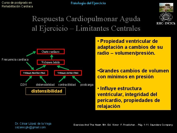 Curso de postgrado en Rehabilitación Cardiaca Fisiología del Ejercicio Respuesta Cardiopulmonar Aguda al Ejercicio