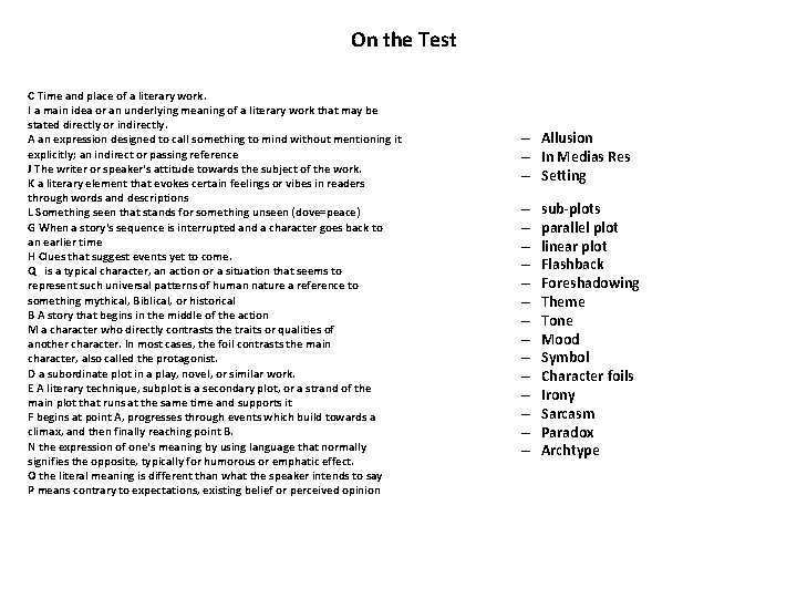  On the Test C Time and place of a literary work. I a