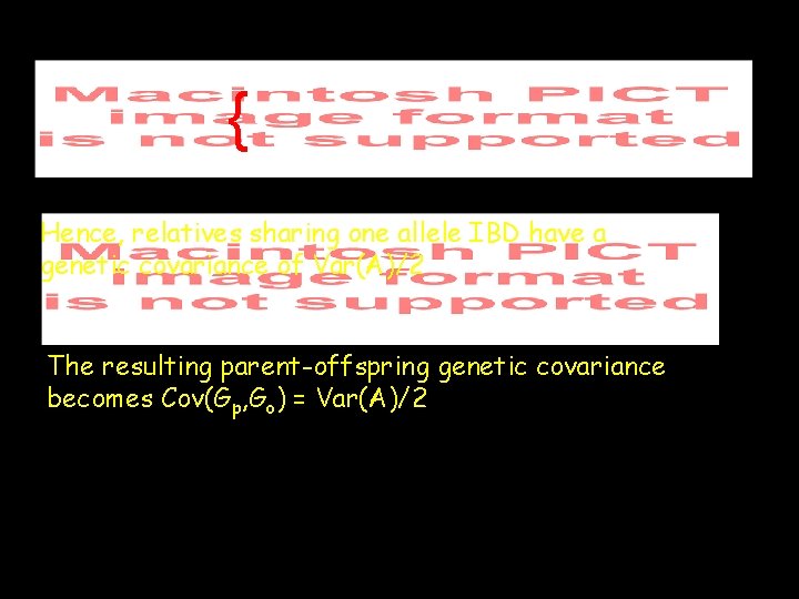 { Hence, relatives sharing one allele IBD have a genetic covariance of Var(A)/2 The
