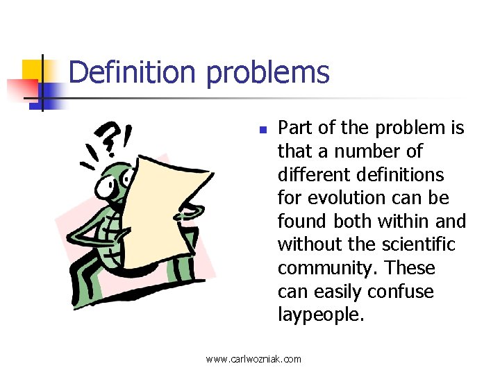 Definition problems n Part of the problem is that a number of different definitions