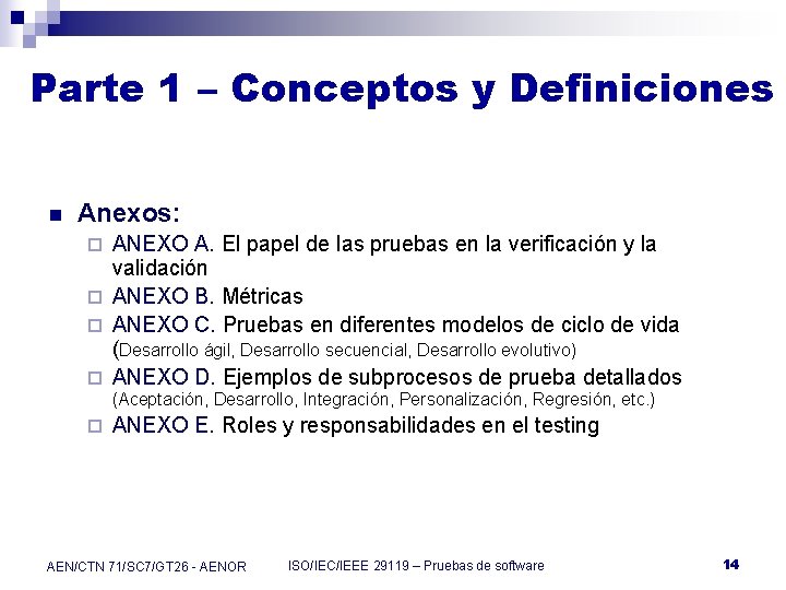 Parte 1 – Conceptos y Definiciones n Anexos: ANEXO A. El papel de las