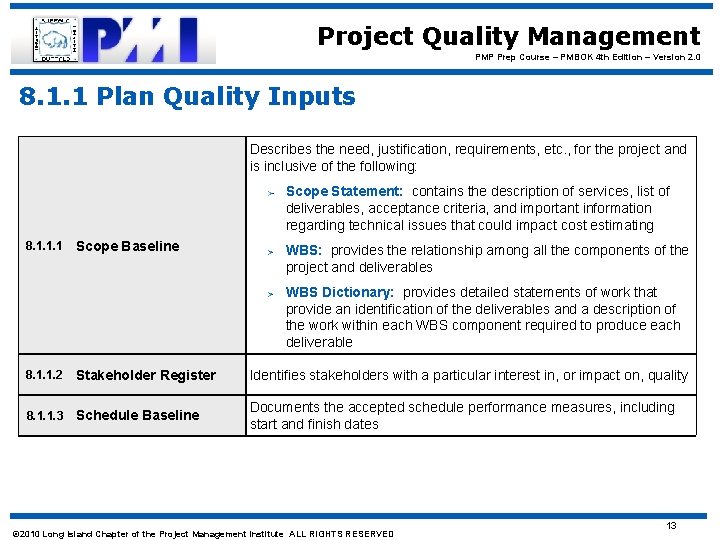 Project Quality Management PMP Prep Course – PMBOK 4 th Edition – Version 2.