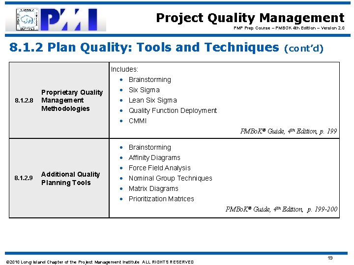 Project Quality Management PMP Prep Course – PMBOK 4 th Edition – Version 2.