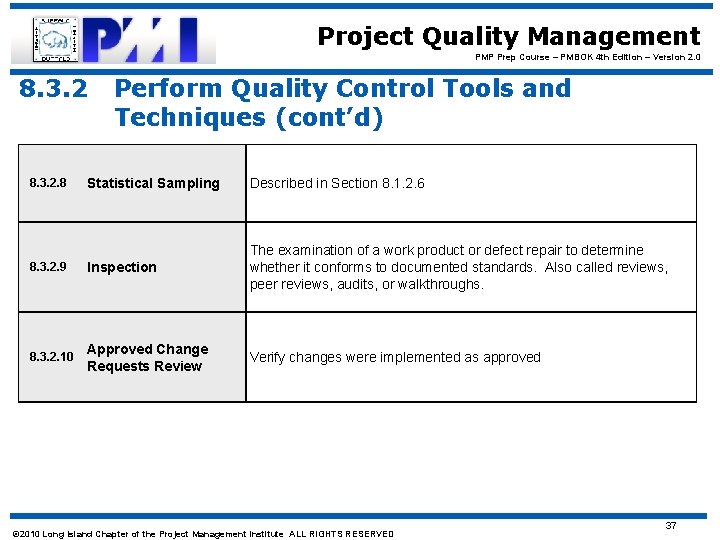 Project Quality Management PMP Prep Course – PMBOK 4 th Edition – Version 2.