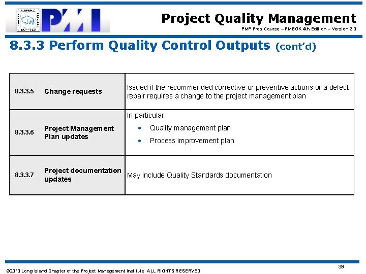 Project Quality Management PMP Prep Course – PMBOK 4 th Edition – Version 2.