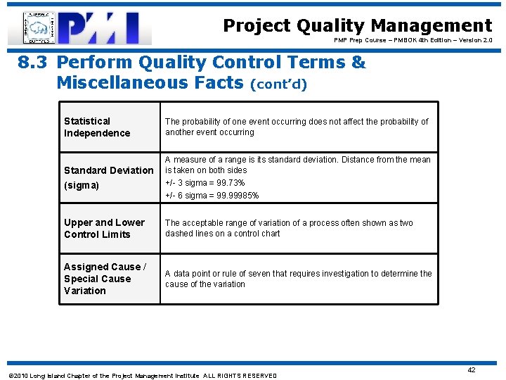 Project Quality Management PMP Prep Course – PMBOK 4 th Edition – Version 2.