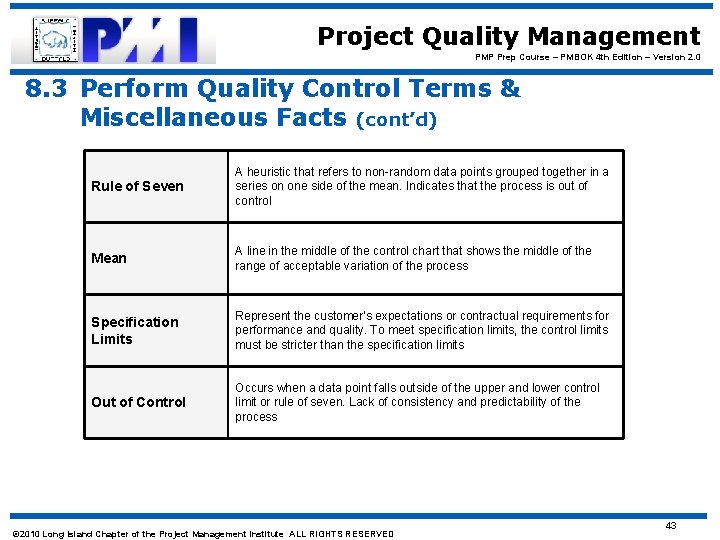 Project Quality Management PMP Prep Course – PMBOK 4 th Edition – Version 2.