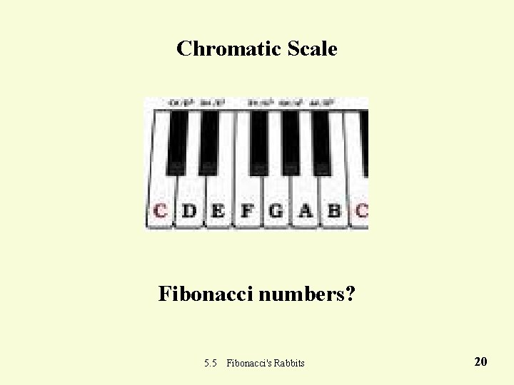 Chromatic Scale Fibonacci numbers? 5. 5 Fibonacci's Rabbits 20 