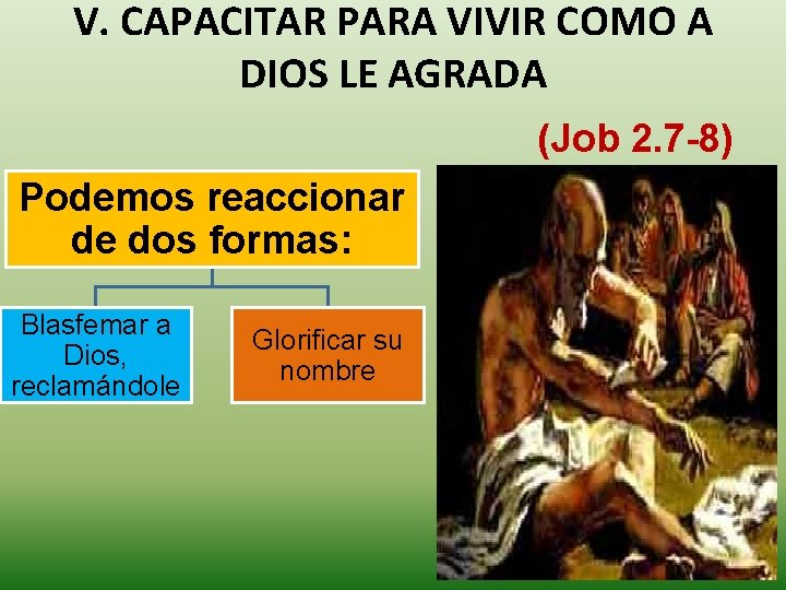 V. CAPACITAR PARA VIVIR COMO A DIOS LE AGRADA (Job 2. 7 -8) Podemos