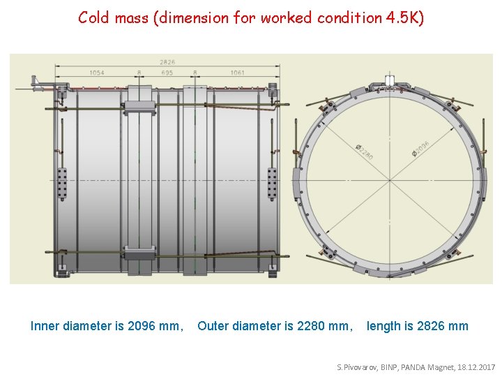 Cold mass (dimension for worked condition 4. 5 K) Inner diameter is 2096 mm,