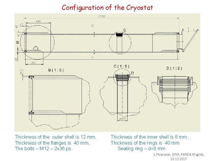 Configuration of the Cryostat Thickness of the outer shell is 12 mm, Thickness of